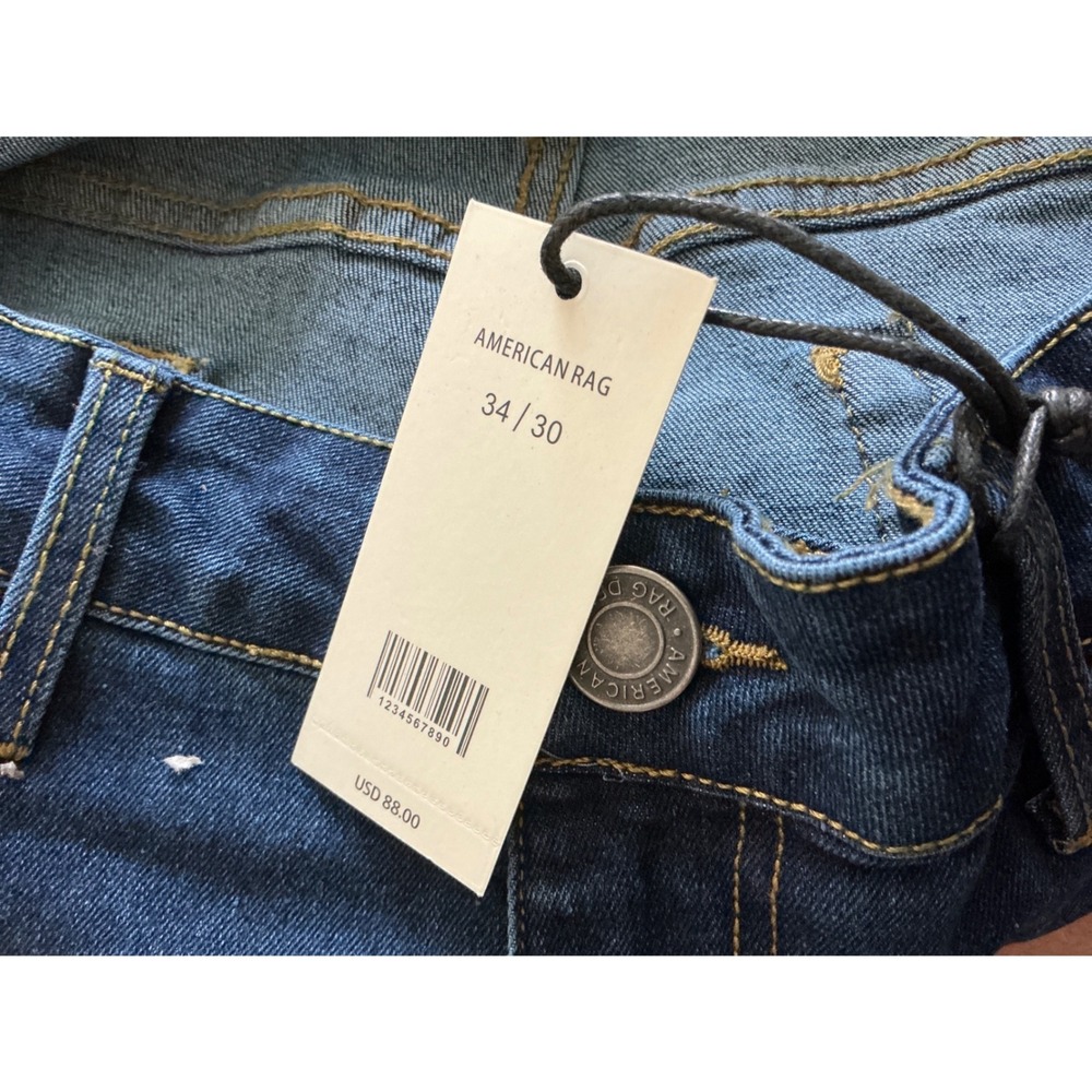 American Rag Slim Fit Comfort Stretch Jeans Dark Wash 34/30 New With Tags - Picture 2 of 5